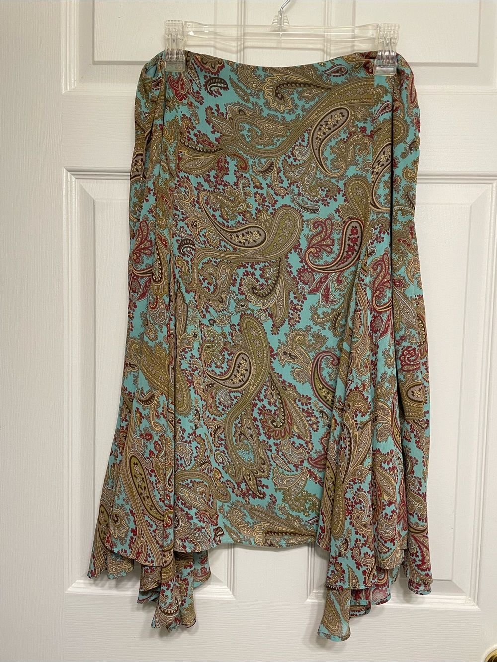 Evan Picone Turquoise Paisley Asymmetrical Skirt